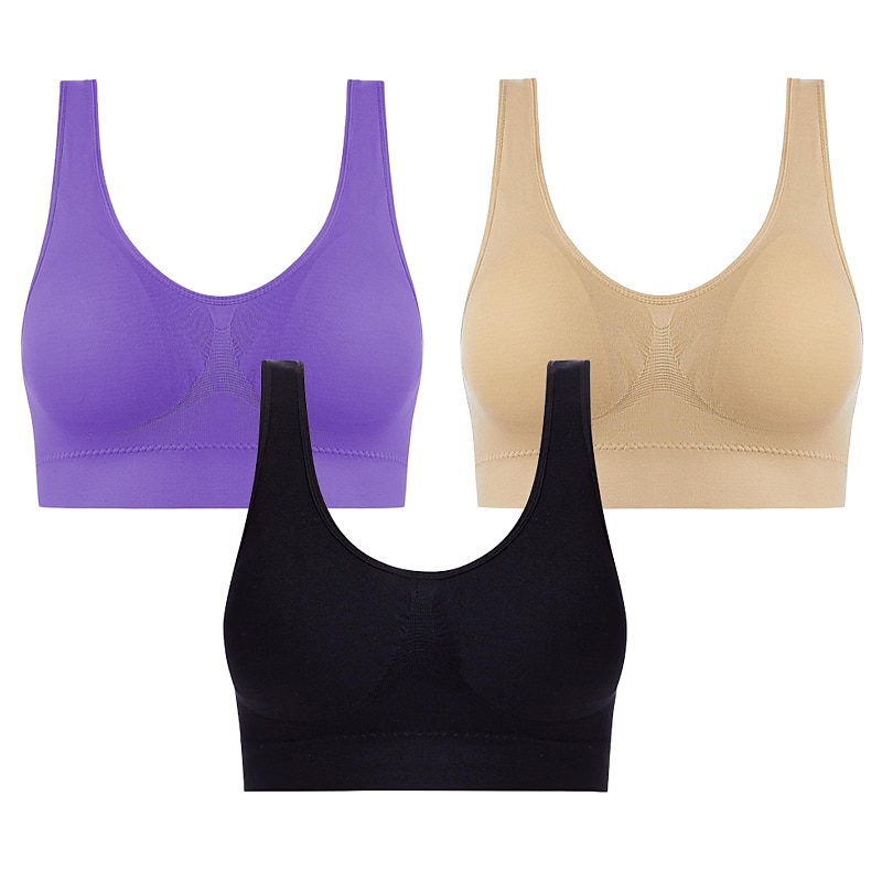 Women's Sports Bra High Support Removable Pad Wireless Solid Color Black White Yoga Fitness Gym Workout Bra Top Sport Activewear High Impact Breathable Quick Dry Stretchy Slim 2025 - $17.99 –P18