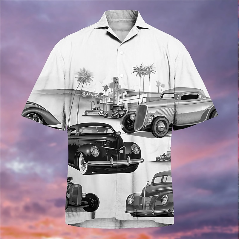 Voor heren Automatisch Overhemd Hawaiiaans overhemd Aloha-shirt Korte Mouw Overhemd Strijkijzer Tropisch Modieus Streetwear Straat Casual Dagelijks Geel Blozend Roze Rood S M L 2025 - $24.99 –P2