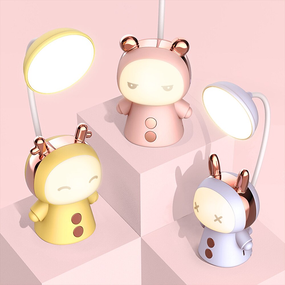 Portable mignon lampe de bureau usb rechargeable dimmable étude lampe de table chevet led veilleuse pour lecture travail enfants cadeau d'anniversaire de 2025 ? $15.49 –P1