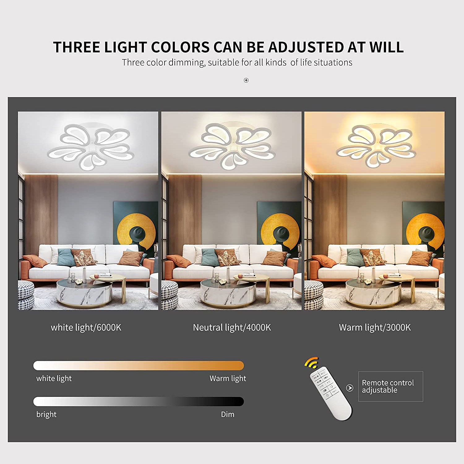 LED Ceiling Light 3/5/9/12/15 Heads Ceiling Lamp Acrylic Aluminum Stepless Dimming Bedroom 110-240V ONLY DIMMABLE WITH REMOTE CONTROL 2025 - $288.39 –P2