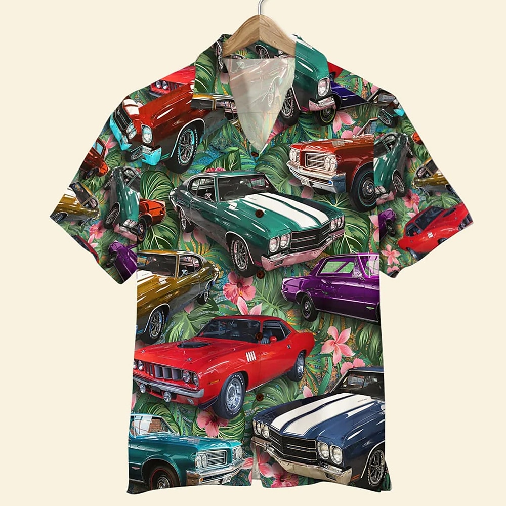 Herr Bilar Skjorta Hawaii skjorta Aloha skjorta Kortärmad Skjorta Nedvikt Tropisk Mode Hawaiisk Ledigt Hawaiisk Helgdag Rubinrött Blå Purpur S M L 2025 - $24.99 –P6