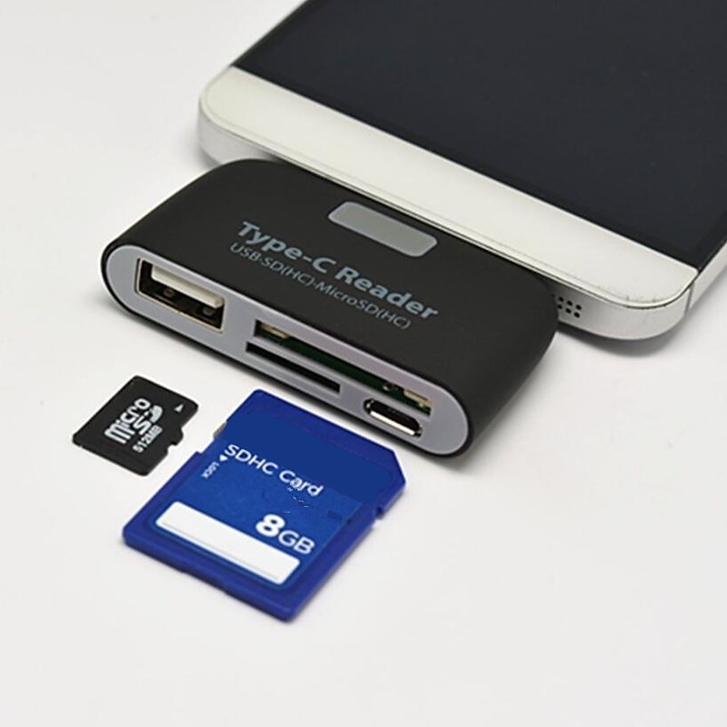 lettore di schede multifunzionale smart 4 in 1 laptop pc telefono durevole tf micro sd con porta di ricarica micro usb usb 3.1 adattatore universale di tipo c lettore di schede otg del 2025 a $11.99 –P2