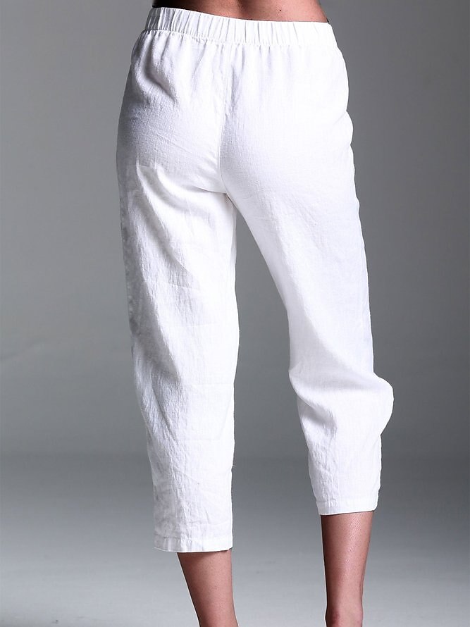 Women's Linen Pants Baggy Cropped Pants Calf-Length Linen / Cotton Blend Split Baggy Fashion Casual Weekend White S M 2023 - US $20.99 –P2