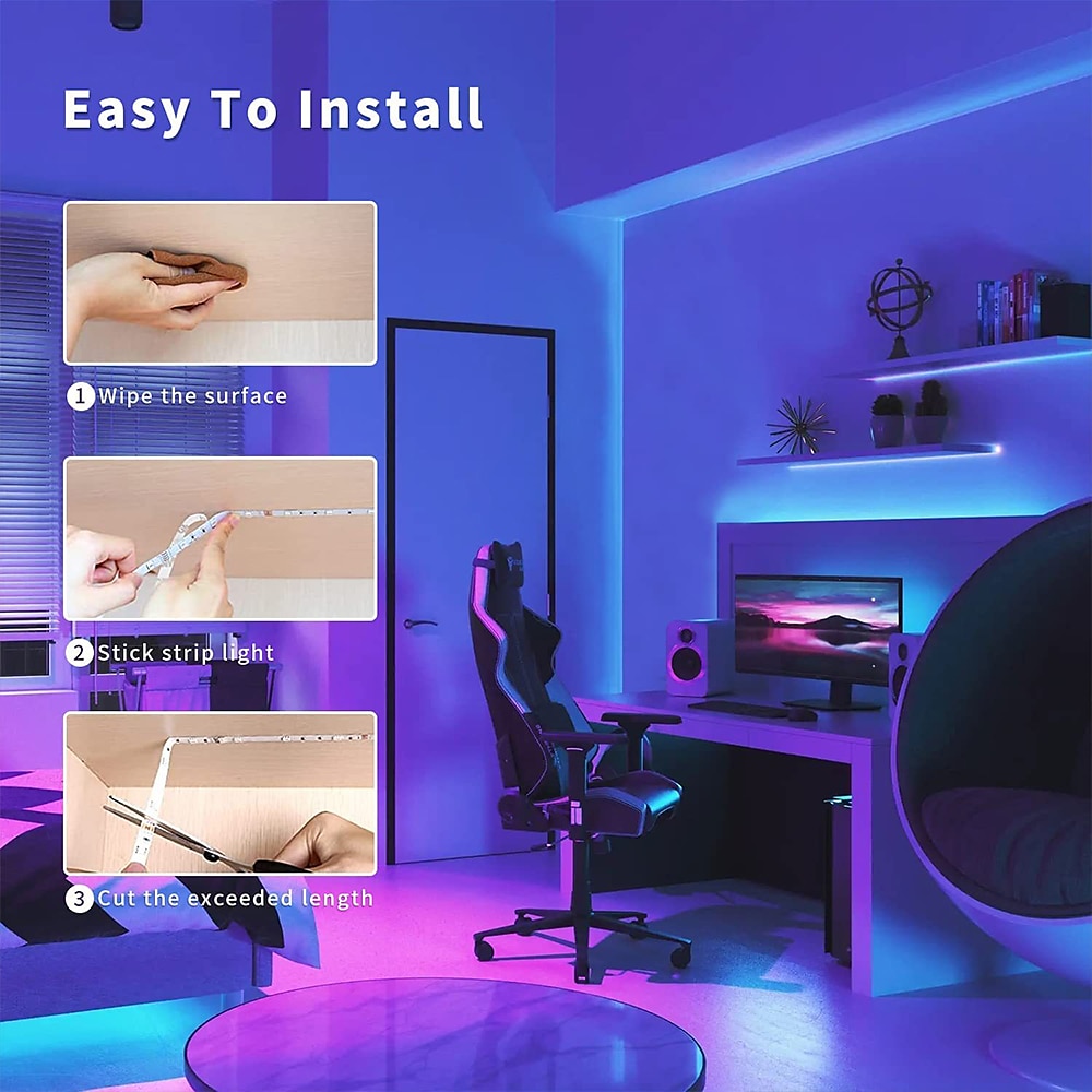 RGBIC LED Strip Compatible with Alexa Google Home Color Changing LED Light Music Sync TUYA WiFi for Bedroom Ceiling Playroom Shustar 2025 - $35.99 –P11