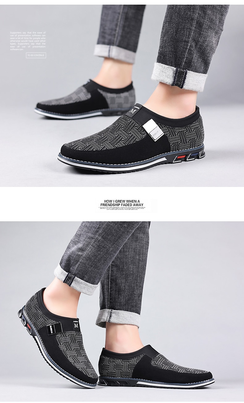 mocasini casual pentru bărbați – pantofi respirabili cu model negru și gri, cu cataramă metalică, confortabili și ușori pentru purtarea de zi cu zi 2025 - $46.99 –P6