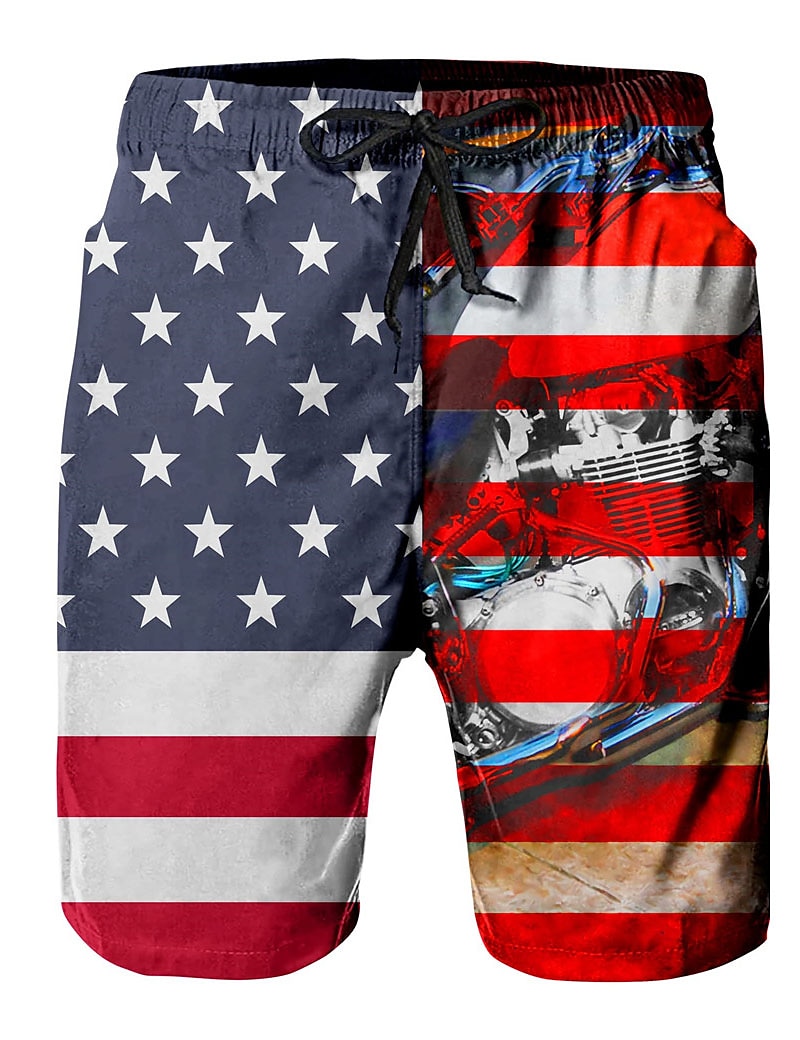 Herr Grafiska tryck Landsflagga Badshorts Boardshorts Medium Midja Hawaiisk Boho Ledigt Dagligen Helgdag Snörning med meshfoder Elastisk midja Designer Kläder 2025 - $19.99 –P3