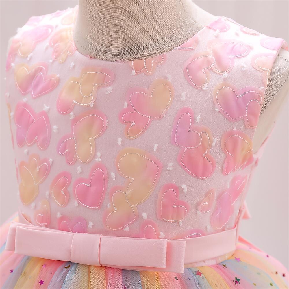 Kinder Mädchen Partykleid Einfarbig Ärmellos Leistung Besonderer Anlass Knotenbinde Elegant Polyester Knielang Tüllkleid Sommer Frühling 3-10 Jahre Champagner Rosa Blau 2025 - $47.99 –P4