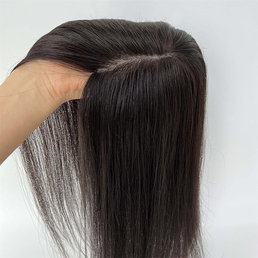 haar toppers voor vrouwen 100% remy menselijk haar topper haarstukje 12*13cm volledige zijde basis steil haar voor dunner wordend haar haaruitval cover grijs haar 2025 - $172.99 –P4