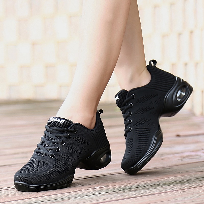 Witte mesh ademende jazzdanssneakers voor dames – lichtgewicht veterschoenen met luchtkussen voor fitness, zumba, hiphop en training 2025 - $34.99 –P2
