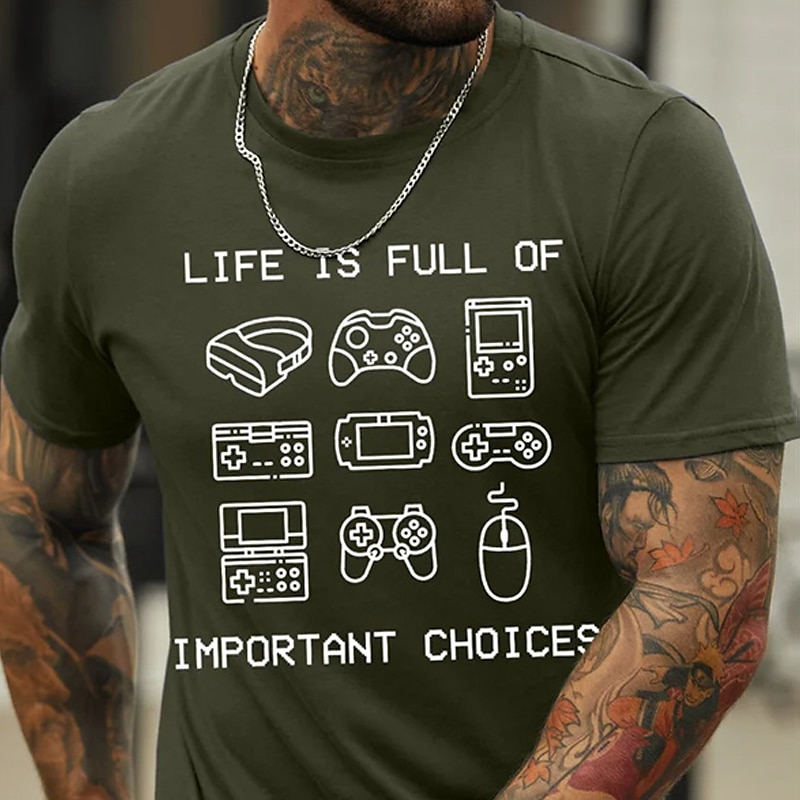 Per uomo Cartoni animati Stampe Grafiche Hobby Maglietta Maglietta grafica Cotone Maniche Corte Grafico Camicia Vinaccia Nero Bianco Maglietta comoda Vacanza Streetwear Abbigliamento di stilista del 2025 a $15.99 –P5