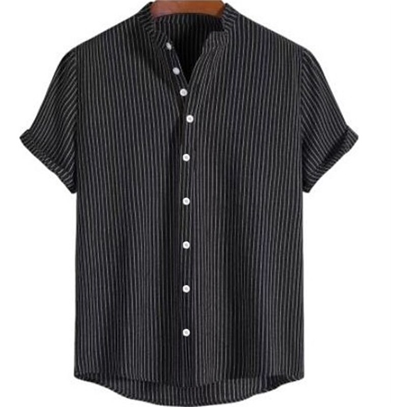Per uomo Camicia con colletto cinese Camicia con colletto alla coreana Camicia Estiva Camicia casual Camicia da Spiaggia Camicie a righe A righe Vacanza Streetwear Nero Bianco Giallo Verde chiaro del 2025 a $21.99 –P7