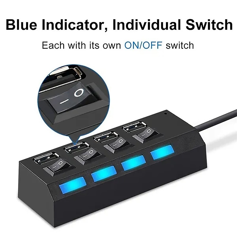 4-Port/7-Port USB To USB 2.0 Ultra-Mini Hub Adapter Hub Power On/Off Switch For PC Laptop Computer 2025 - $10.99 –P6