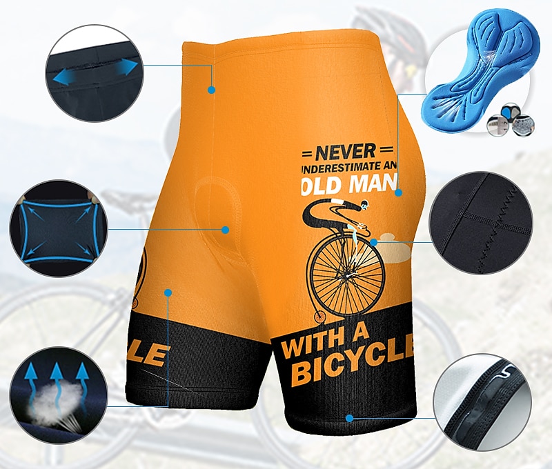 Herr Cykelshorts Cykel Vadderade shorts Underdelar Bergscykling Vägcykling sporter Grafisk 3D Tablett Cykel Andningsfunktion Snabb tork Gul Rosa Polyester Elastan Kläder Cykelkläder 2025 - $25.99 –P3