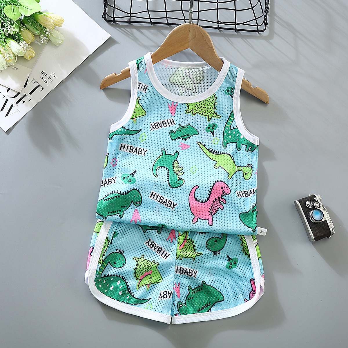 2 elementy Brzdąc Dla chłopców Tank top i spodenki Strój Zwierzę Kreskówki Bez rękawów Bawełna Ustawić Na zewnątrz Moda Codzienny Lato Wiosna 3-7 lat Niebieski dinozaur Pióro Samochód 2025 - $7.99 –P11