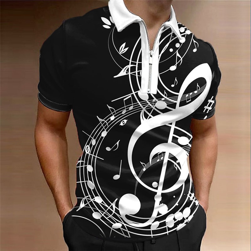 トップス Music Heals Polo Shirt S Music Festival Men's Music Zip Polo Shirts Golf Shirt Short