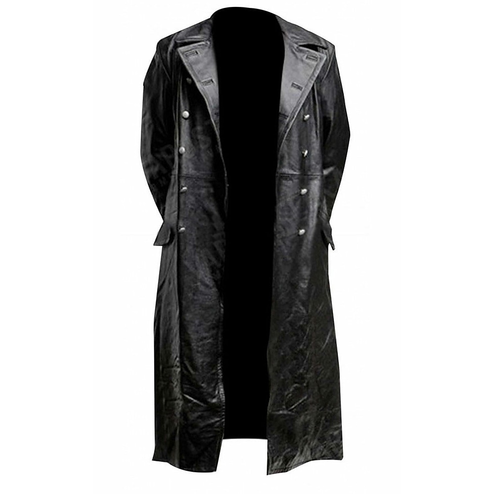 Set mit PU-Leder-Trenchcoat, gerades Bein, Motorradhose, Zylinder, Hut, Punk, Gothic, mittelalterlich, Steampunk, Pestdoktor, Herren, Reiter, Biker, lässig, täglich, Cosplay, Kostüm, Karneval, 2025 - $113.99 –P1