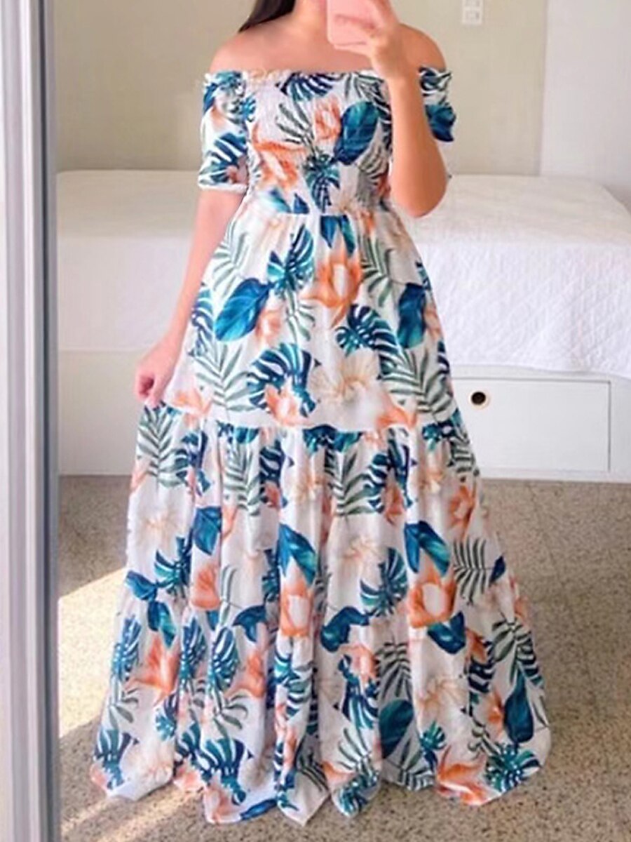 Women's Plus Size Curve Flattering Dresses Apple Shaped Dress Casual Dress  Swing Dress Leopard Floral