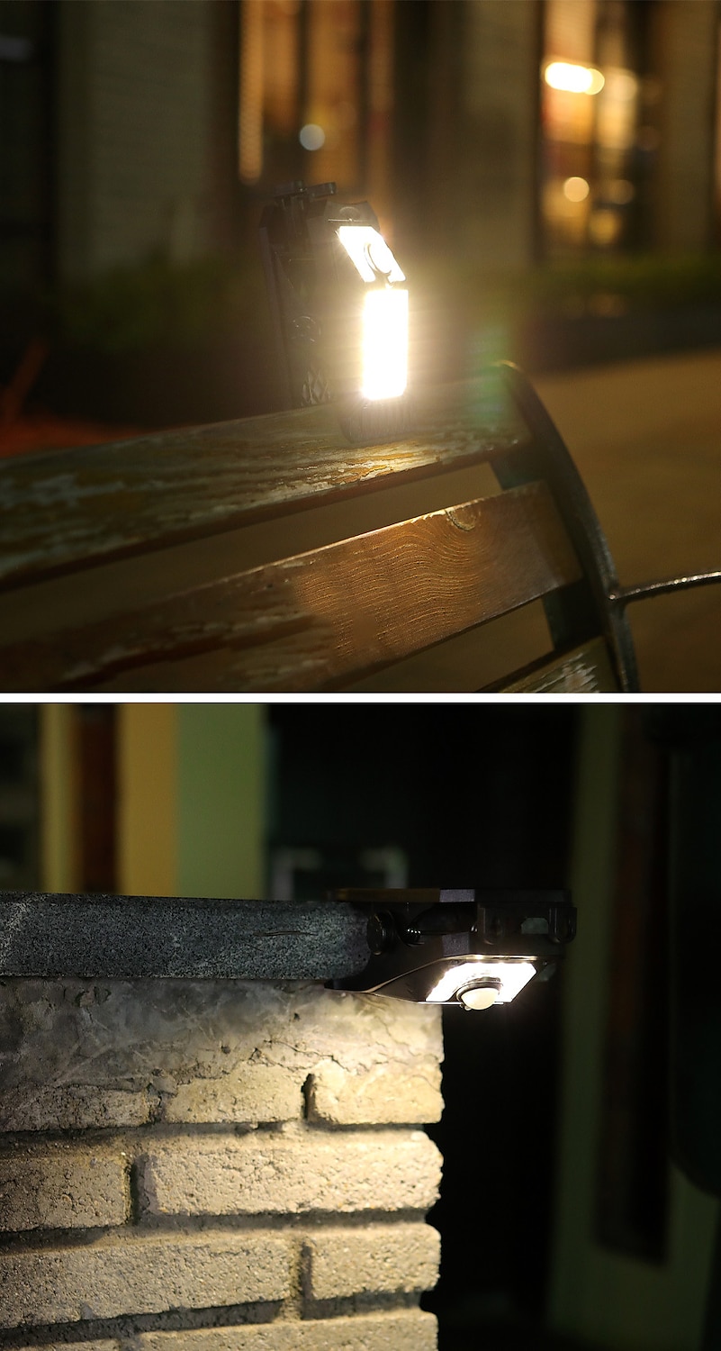 Lumină solară cu led pentru grădină, în aer liber, cu clipsare, cu senzor de mișcare, IP65, rezistentă la apă, pentru gard, punte, perete, cort de camping, terasă 2025 - $39.99 –P4