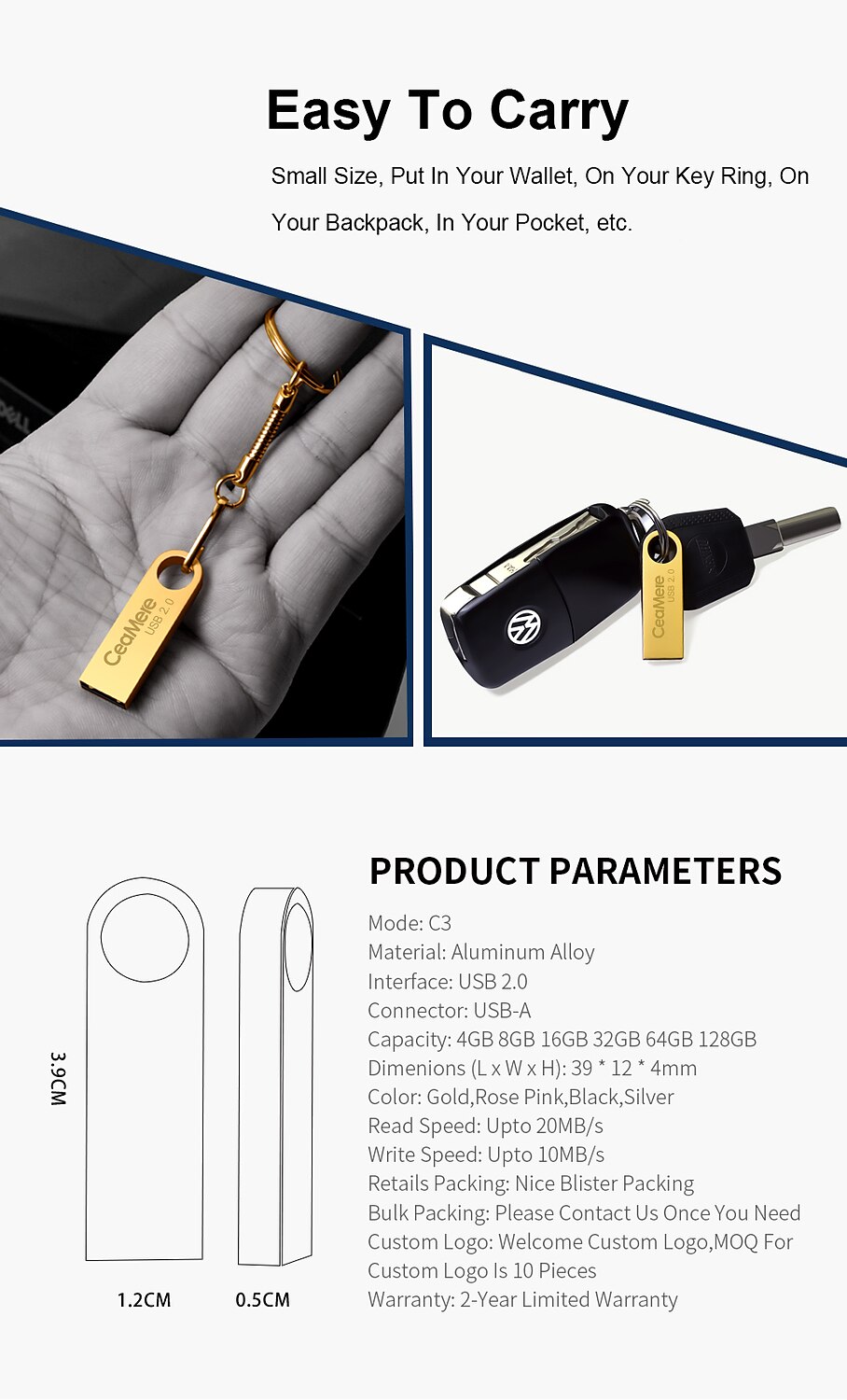Ceamere C3 Usb Flash Drive 16gb Pen Drive Pendrive Usb 2.0 Flash Drive Memory Stick For Computer Mac with keychain 2025 - $11.99 –P4