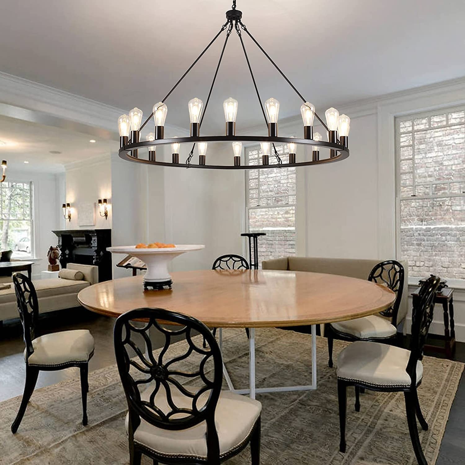 LED Chandelier Black on Wheels 20-Light Large Round Rustic Countryside Chandelier Industrial Light Fixture for Dining Room Living Room Kitchen Island Foyer Hallway 2025 - $453.89 –P4