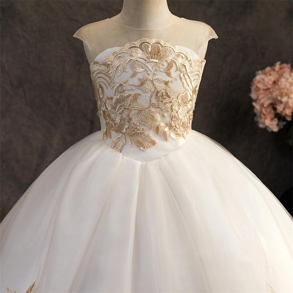 kinderkleidung Mädchen Blumenmädchen Kleid Kleid Blumen Einfarbig Ärmellos Hochzeit Party Geburtstag Spitze Rüschen Gitter Kuschelig Prinzessin Polyester Maxi A Linie Kleid Tüll-Kleid Sommer Herbst 2025 - $91.99 –P4