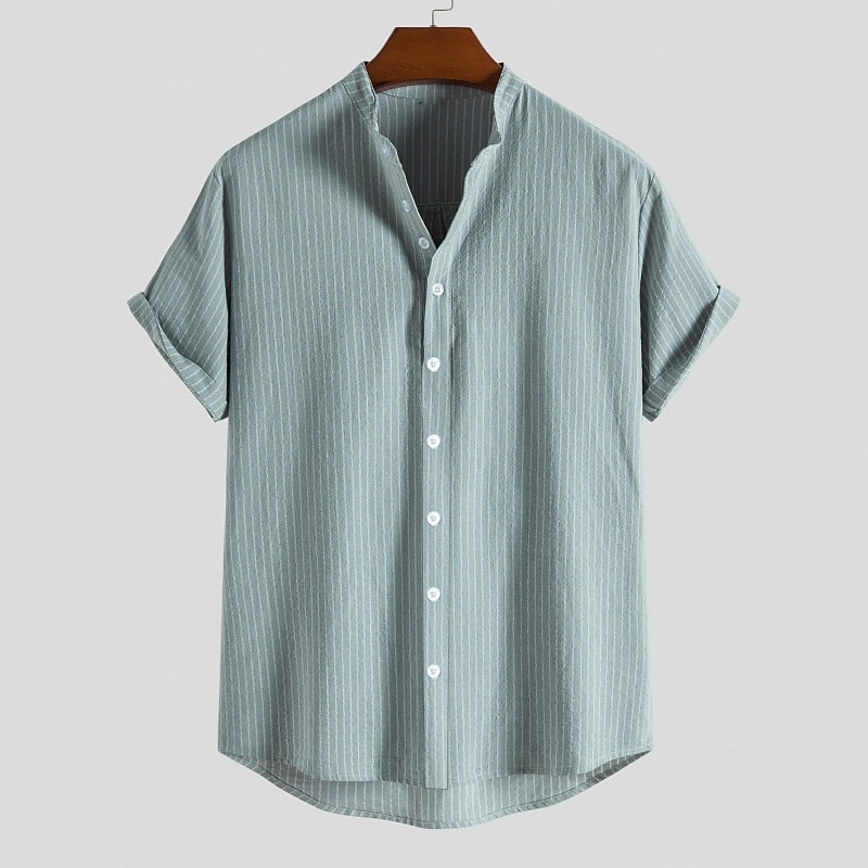 Per uomo Camicia con colletto cinese Camicia con colletto alla coreana Camicia Estiva Camicia casual Camicia da Spiaggia Camicie a righe A righe Vacanza Streetwear Nero Bianco Giallo Verde chiaro del 2025 a $21.99 –P3