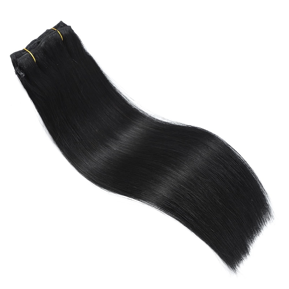 Clip in Hair Extensions Real Human Hair 9pcs 130g Jet Black Hair Extensions Straight Natural Soft Thick Remy Extensions Straight Clip in Hair Extensions Human Hair 22inch Jet Black Color 2025 - $104.99 –P7