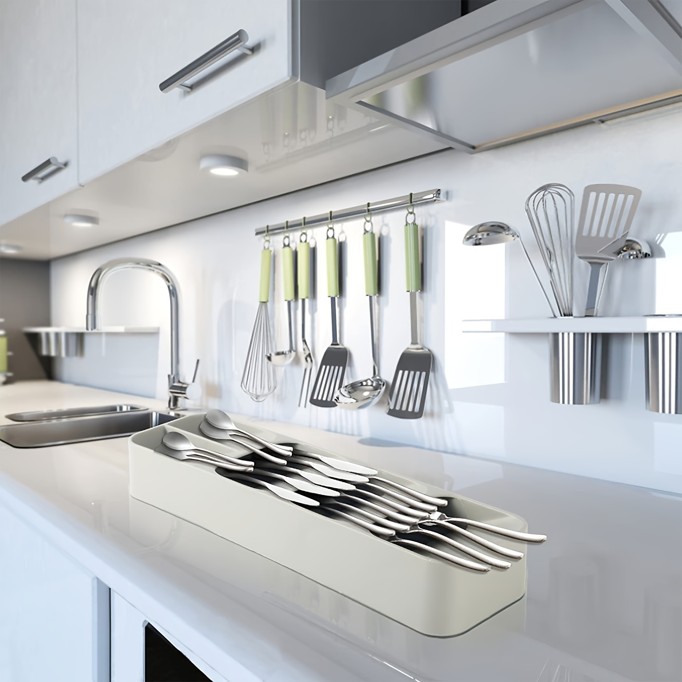 Kitchen Drawer Organizer Tray Spoon Cutlery Separation Finishing Storage Box Cutlery Kitchen Storage Organization 2025 - $11.99 –P5
