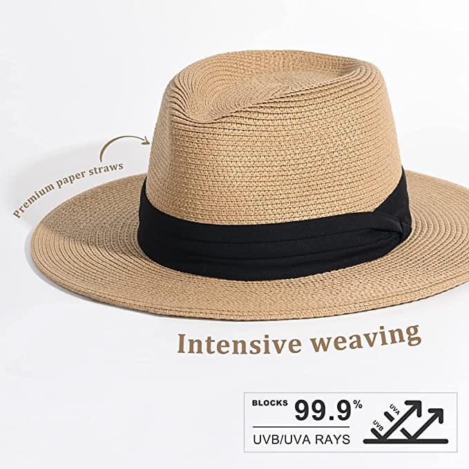 1 pcs Womens Mens Wide Brim Straw Panama Hat Fedora Summer Beach Sun Hat  Straw Hat for Women 2026 - $18.49 –P11