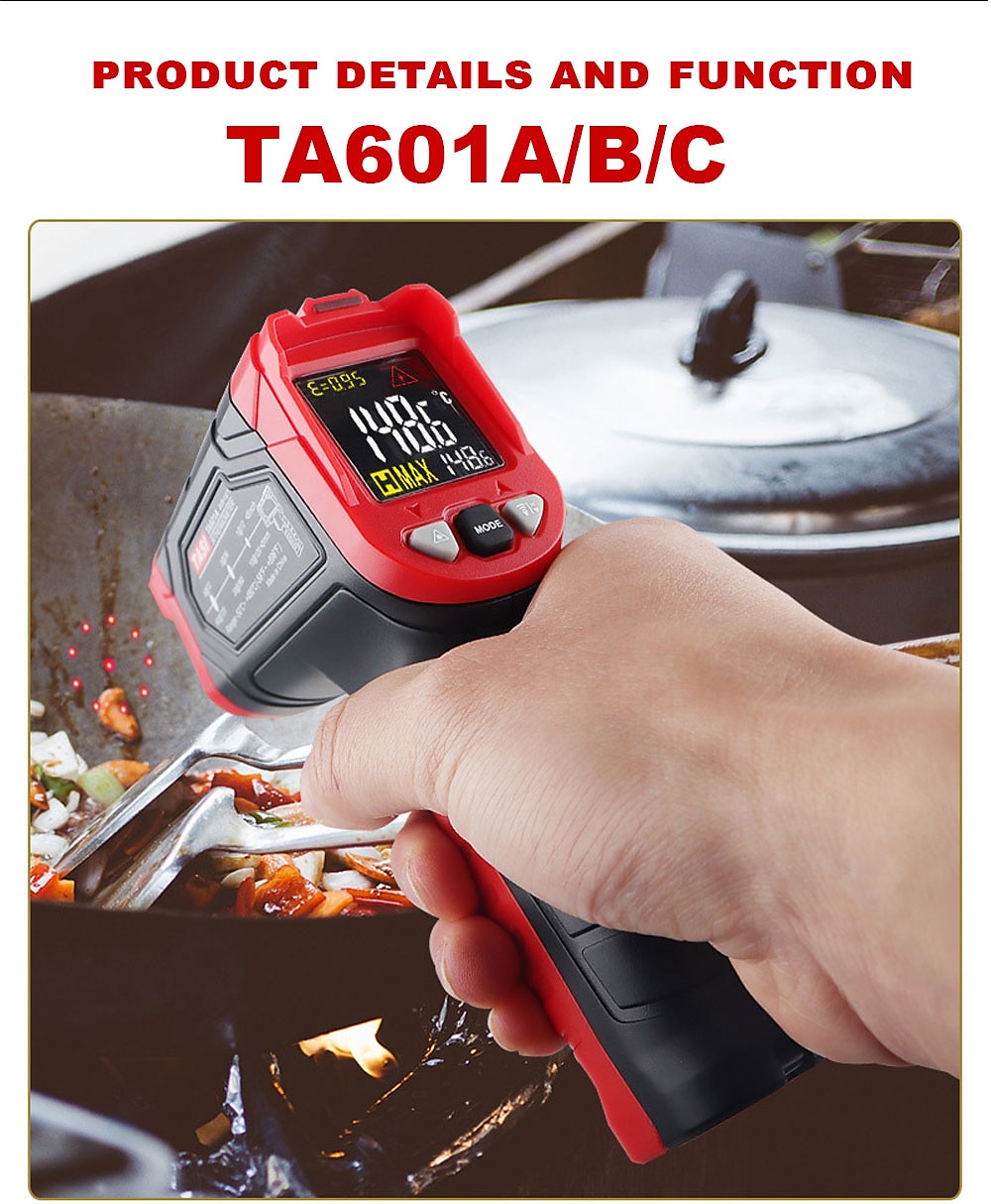 TASI TA601A TA601B TA601C Digital Infrared Thermometer Laser Positioning Temperature Meter LCD Light Alarm Non-Contact Termometro 2025 - $41.99 –P4