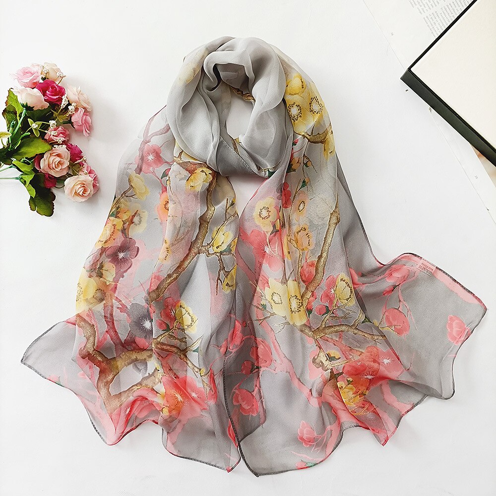 fiore estate donna stile sottile sciarpa bandana morbida bandana femminile elegante scialle hijab hairscarves sciarpa da spiaggia del 2025 a $25.99 –P8