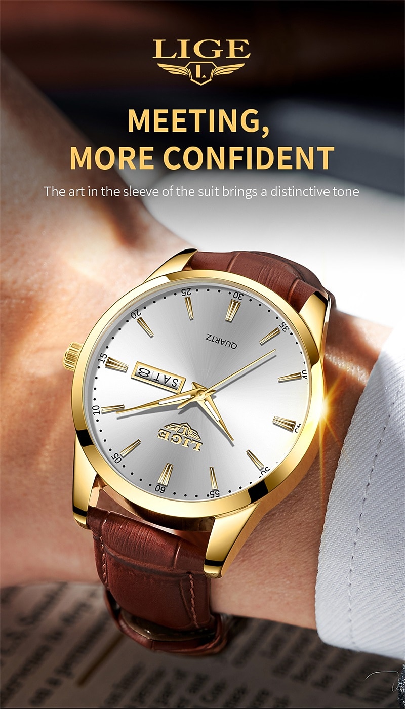 Men Quartz Watch Luxury Business Wristwatch Analog Luminous Calendar Date Week Waterproof PU Leather Watch 2025 - $22.99 –P4