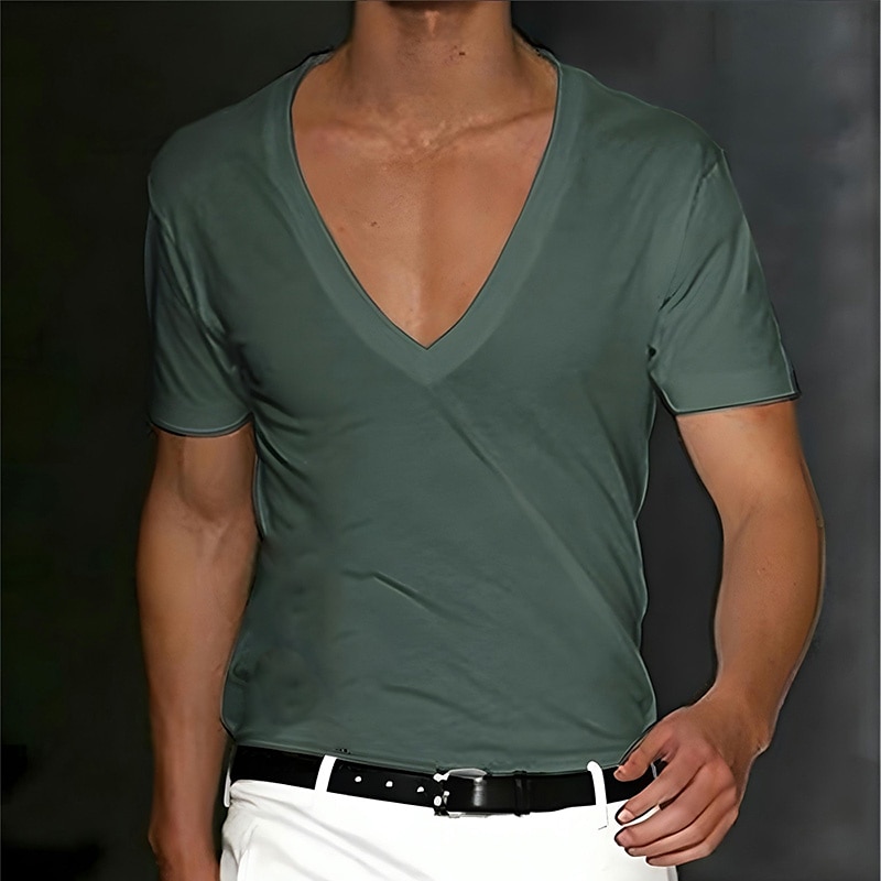 Pánské Tričko Tričko Top Krátké rukávy Do V Léto Bez vzoru Designové Základní Moderní soudobé Klasický styl Dovolená ulice Jdeme ven Černá Bílá Červená Top tričko pro muže 2025 - $12.99 –P1