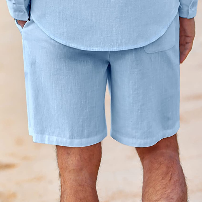 Homens Calção Shorts de linho Shorts de verão Shorts de praia Com Cordão Cintura elástica Tecido Conforto Respirável Ao ar livre Diário Para Noite Moda Roupa de rua Preto Branco de 2025 por $17.99 –P3