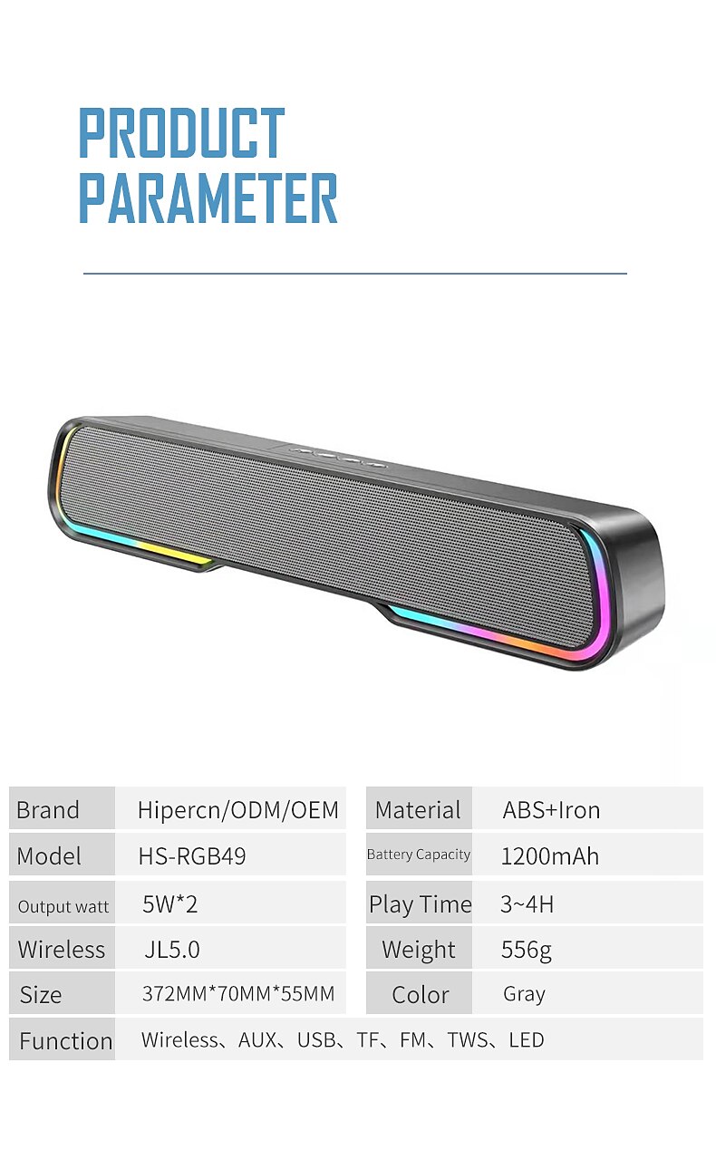 rgb светоизлучающий мини-настольный длинный портативный саундбар сабвуфер высокой мощности ПК ретро полнодиапазонный bluetooth-динамики сом для дома 2025 - $54.99 –P14