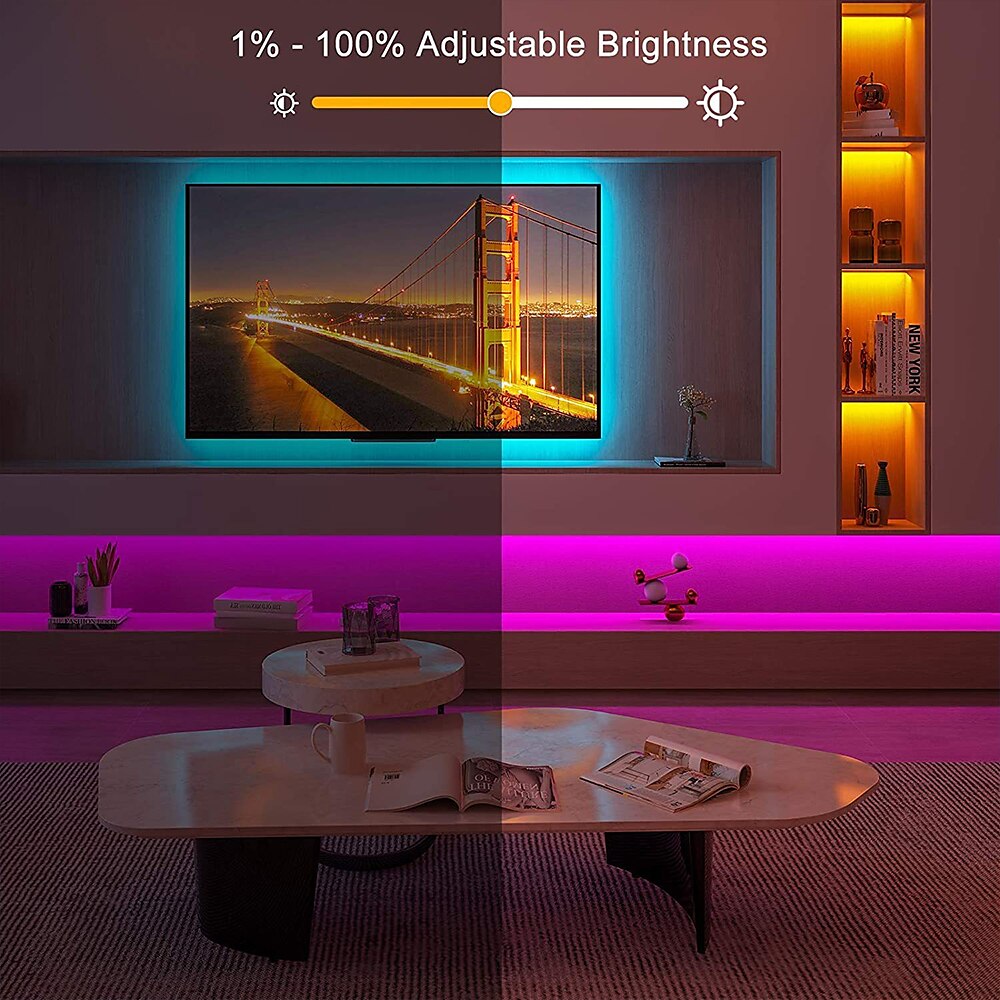 RGBIC LED Strip Compatible with Alexa Google Home Color Changing LED Light Music Sync TUYA WiFi for Bedroom Ceiling Playroom Shustar 2025 - $35.99 –P7