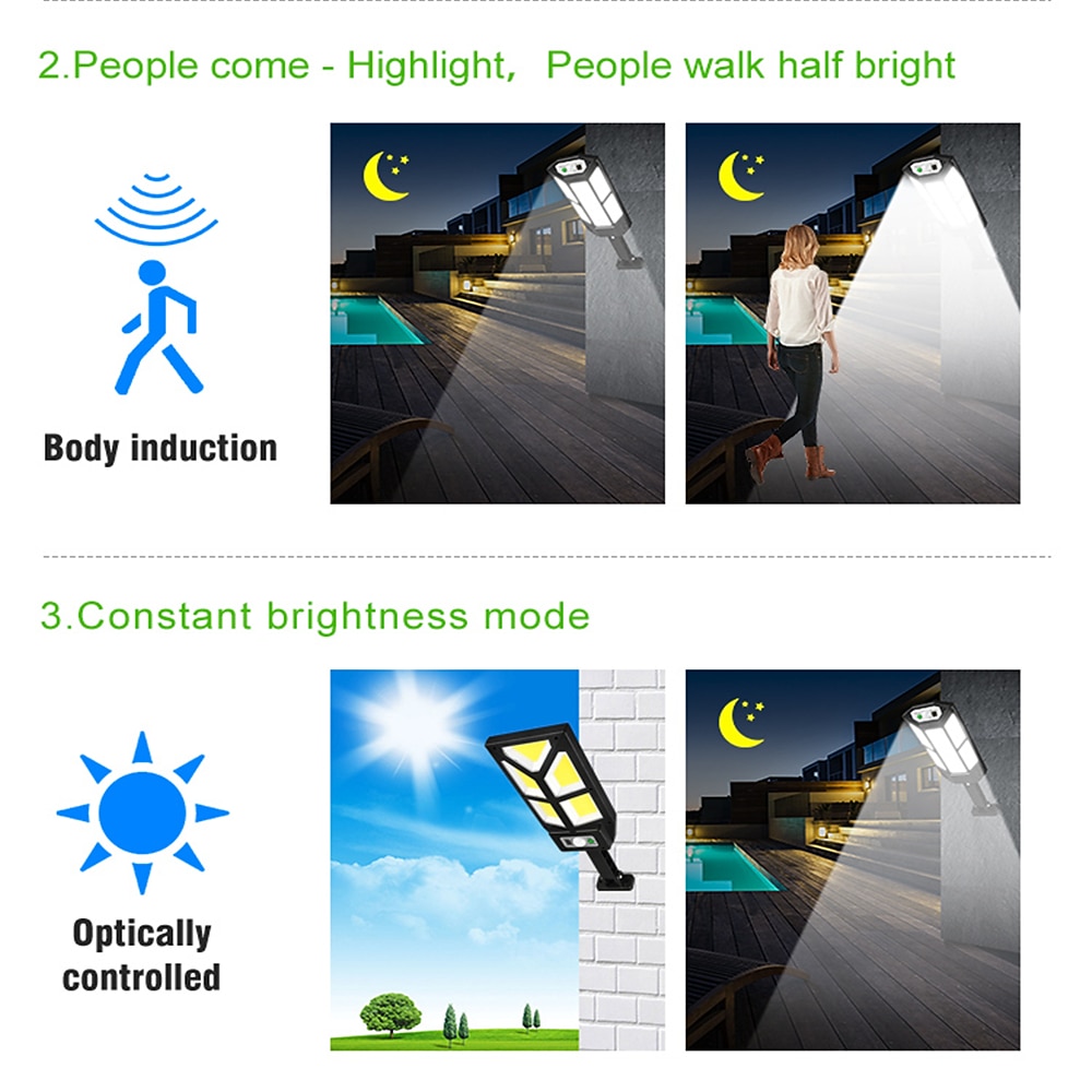 Solar Street Lights Outdoor IP65 Motion Sensor Remote Control Solar Powered Wall LED Lamp 3 Lighting Mode Light for Garden Patio Decor  Garage Light 1PC 2026 - $33.99 –P4