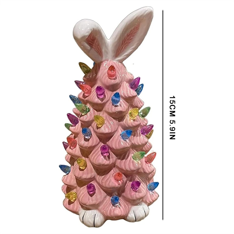 kanintre påskedekorasjon søt mini påske kanintre harpiksfargede lys 15cm kaninpynt hjemmeinnredning påskegave 2025 - $29.99 –P4