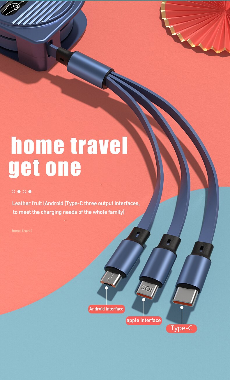многофункциональный кабель для зарядки 3,9 фута от usb a к молнии / микро / usb c 3 a быстрая зарядка 3 в 1 магнитный 540 вращение для samsung аксессуар для телефона iphone 2025 - $13.99 –P3