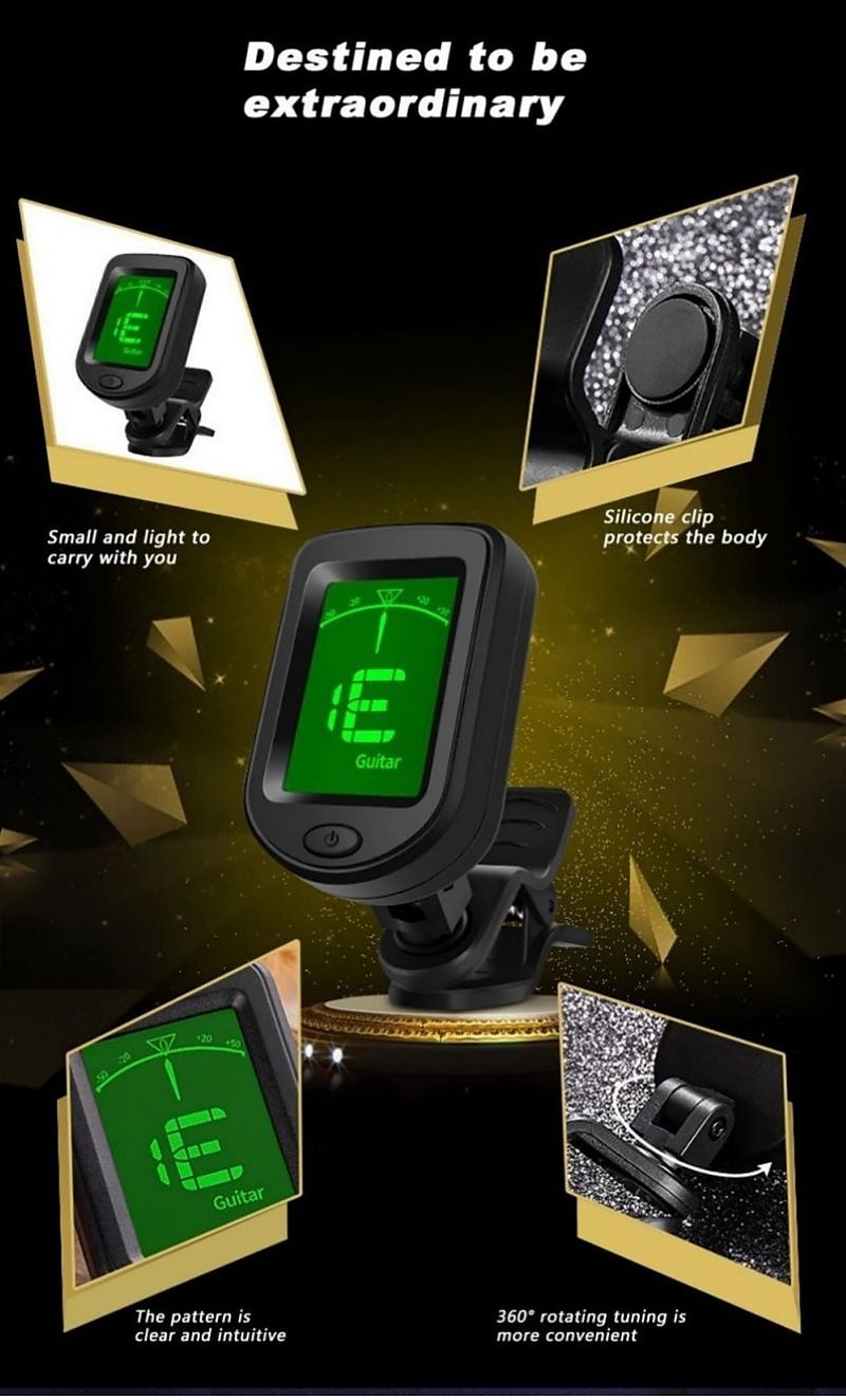 Guitar Tuner Digital Clip-On Tone Tuner for Electric Urikri Bass Violin Universal 360 Degree Rotatable Sensitive Built-in Batter 2025 - $12.99 –P2