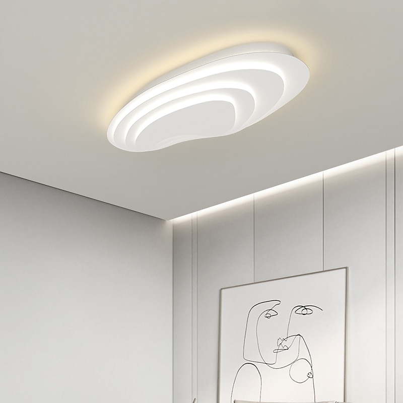 moderne taklampe som kan dimmes med fjernkontroll 56 cm innfelt taklampe akryl lampeskjerm lysekrone soverom stue 2025 - $230.29 –P7