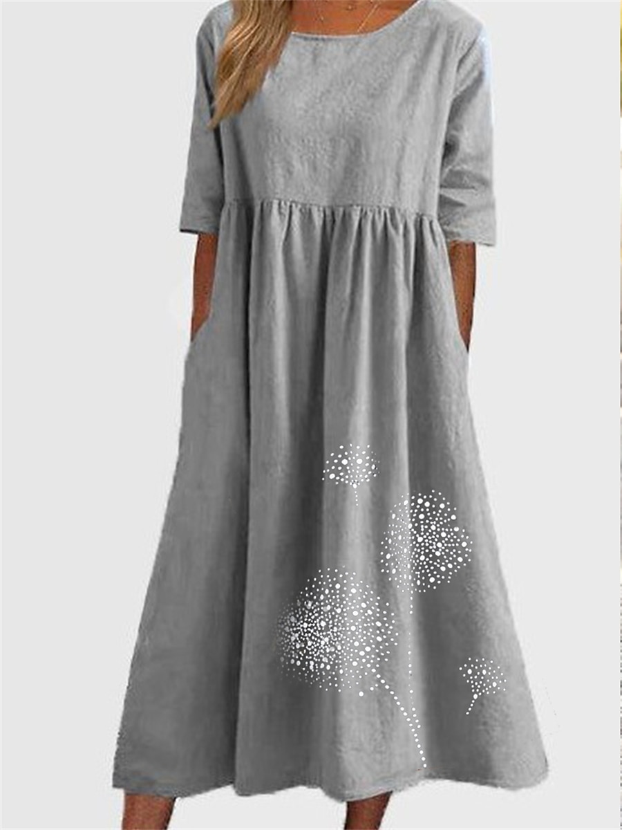 Per donna Verde militare Nero Rosa Estate Primavera Autunno Abito maxi Abiti in cotone e lino Vestito Casual Abito a tunica Essenziale Casual Maturo All'aperto Vacanza Quotidiano Vestibilità comoda del 2025 a $32.99 –P7