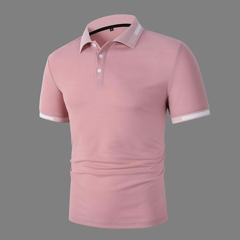 Herren Poloshirt Golfhemd Strasse Casual Klassisch Kurzarm Modisch Basic Farbblock Taste Sommer Regular Fit Grasgrün Hellhimmelblau Schwarz Weiß Rosa Perlenrosa Poloshirt 2025 - $17.99 –P7