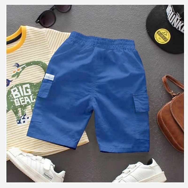 Kinderen Jongens Short Effen Kleur Comfort Korte broek School Katoen Aanbiddelijk Dagelijks Wit Geel blauw 2026 - $14.99 –P3