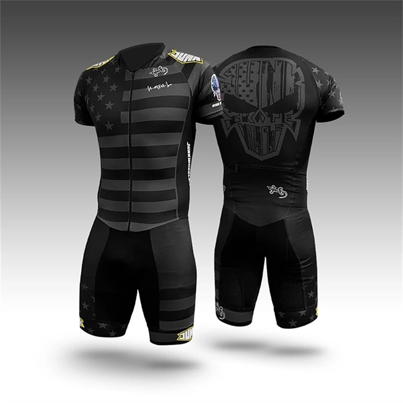 Men's Triathlon Tri Suit Short Sleeve Triathlon Silver Light Yellow Dark Grey Graphic Bike Lycra Sports Graphic Clothing Apparel 2025 - $45.99 –P5