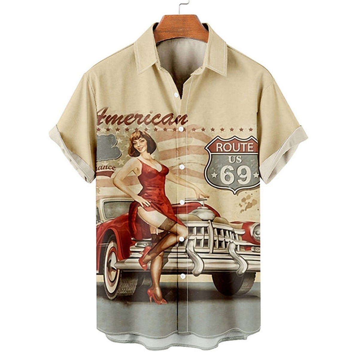 Herren Buchstabe Porträt Pin-up-Girl Hemd Sommer Hawaiihemd Alohahemd Kurze Ärmel Hemd Umlegekragen Vintage Tropisch Mode Straße Lässig Hawaiianisch Schwarz Blau Khaki S M L 2025 - $24.99 –P1