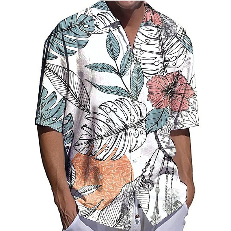 Męskie Drzewo kokosowe Zachód słońca Rośliny Tropikalne Koszula Koszula hawajska Koszula Aloha Krótkie rękawy Koszula Wieczorne Moda Moda miejska Designerskie Na zewnątrz Ulica Codzienny Biały Żółty 2025 - $24.99 –P3