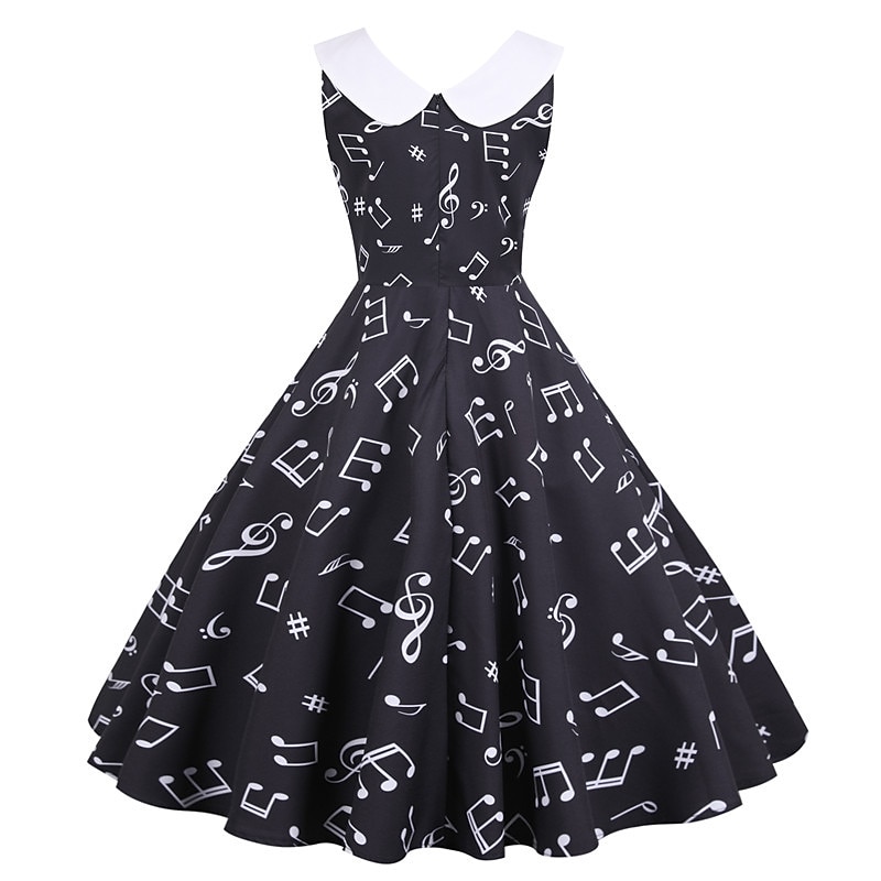 Retro / vintage 1950 Rochie de epoca Rochie leagăn Rochie Flare Note muzicale Pentru femei Carnaval Mascaradă Casul / Zilnic Petrecerea Burlăcițelor Adulți Rochie Rochii de acasă 2025 - $23.99 –P11