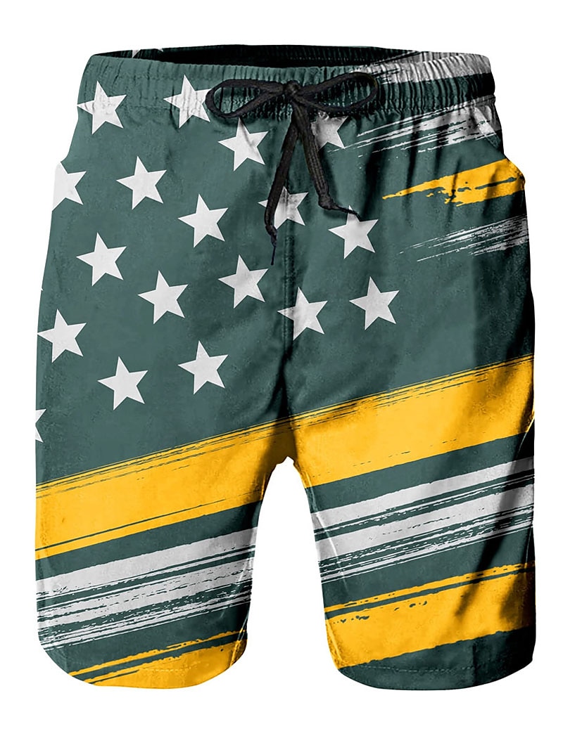 Herr Grafiska tryck Landsflagga Badshorts Boardshorts Medium Midja Hawaiisk Boho Ledigt Dagligen Helgdag Snörning med meshfoder Elastisk midja Designer Kläder 2025 - $19.99 –P15