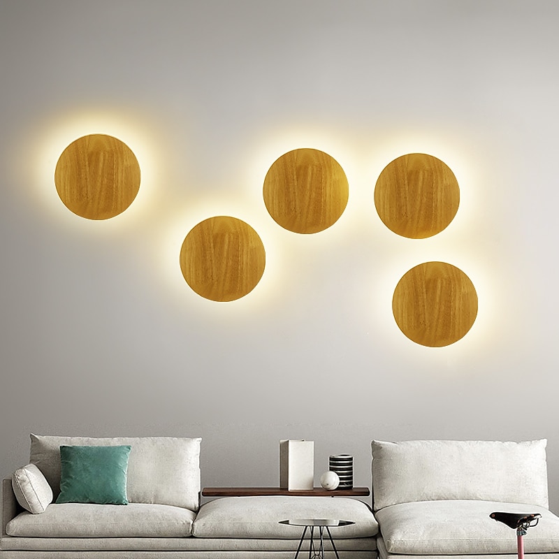 led wandleuchte schlafzimmer nachttischlampe rund design holz für wohnzimmer hintergrund wand modern flur balkon studie kreatives licht luxus wandleuchte 2025 - $66.99 –P1